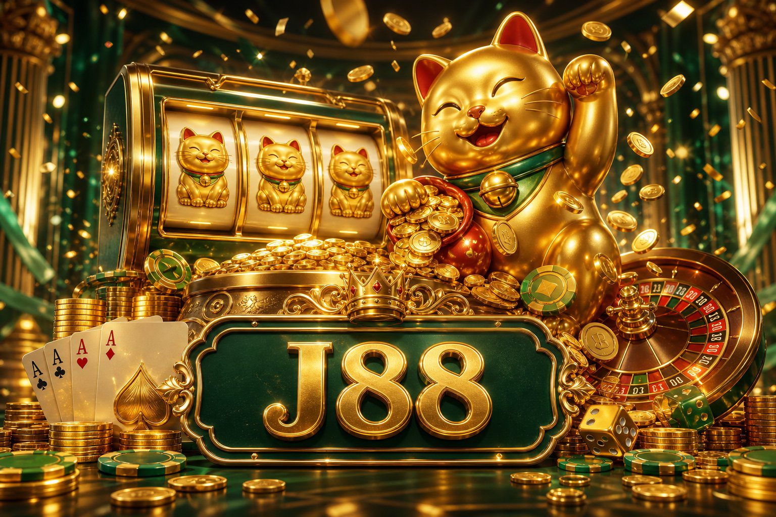 Màn hình chính trò chơi Money Coming tại J88 với vòng quay rực rỡ